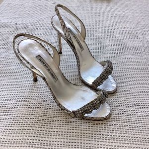 Manolo Blahnik rhinestone slingback sandals